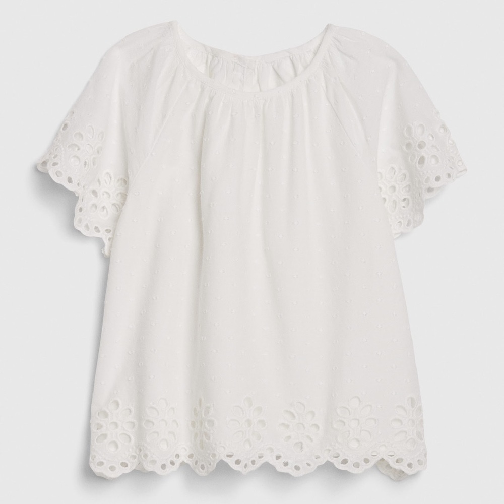 NWOT GAP Toddler Eyelet Flutter Top in White